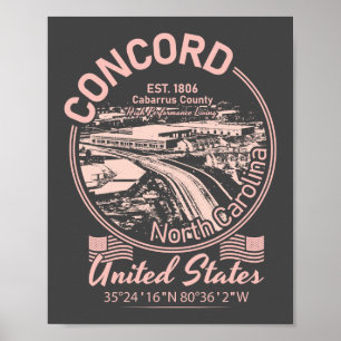 AFFICHE CONCORD CITY VINTAGE - NORTH CAROLINA 