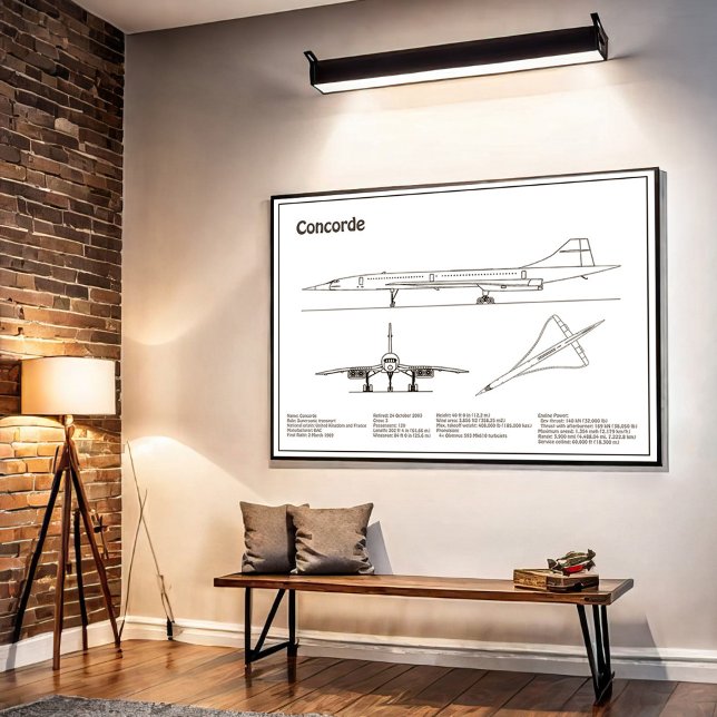 Affiche Concorde - Plan de dessin du plan d'avion BD (Créateur téléchargé)