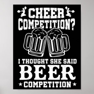 Affiche Concours de Cheer Bière Drôle Cheerleader Maman Pa