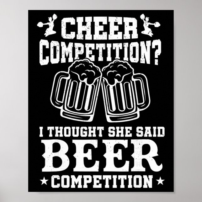 Affiche Concours de Cheer Bière Drôle Cheerleader Maman Pa (Devant)