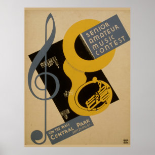 Affiche Concours de musique vintage