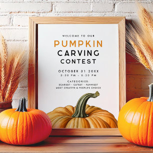 Affiche Concours de sculpture citrouille Fête d'Halloween