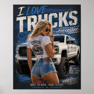 Affiche Conçu pour travailler Fabriqué pour durer – J'aime