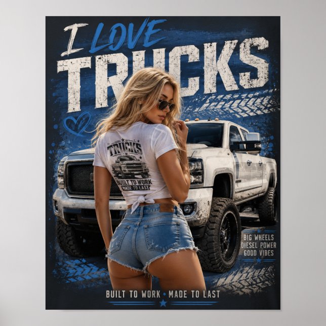 Affiche Conçu pour travailler Fabriqué pour durer – J'aime (Devant)