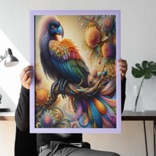 Affiche Condor à plumes vibreux perché sur la branche de l