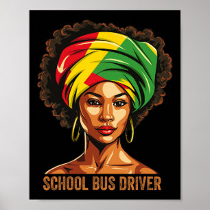 Affiche Conducteur de bus scolaire Afro Afro-Américain Moi