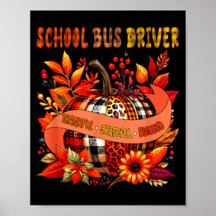 Affiche Conducteur de bus scolaire remerciant Thanksgiving
