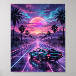 Affiche Conduite de minuit — Voiture Rétro Synthwave