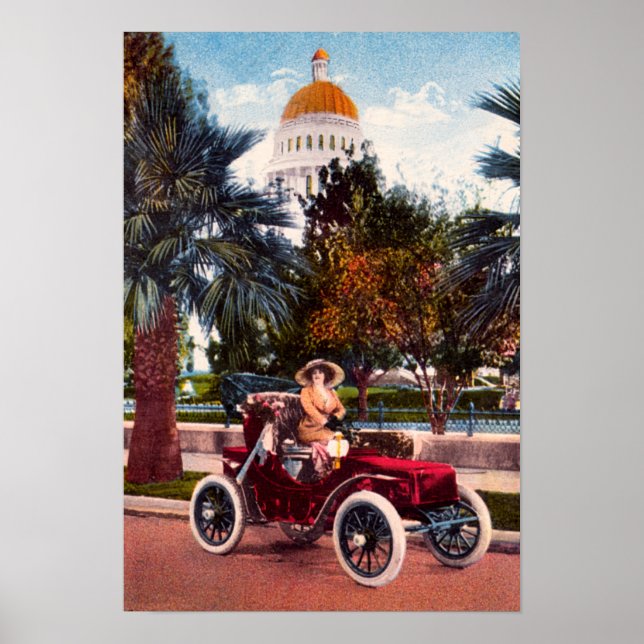 Affiche Conduite en Californie, Voiture Vintage (Devant)