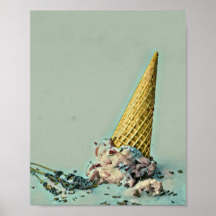Affiche cône crème glacée pour amoureux de la crème glacée