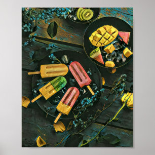 Affiche cône de crème glacée colorée