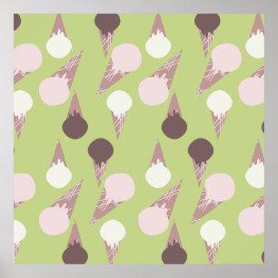 Affiche Cône de Glace Vert Motif