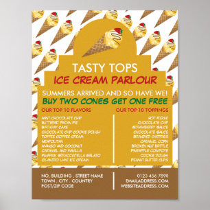 Affiche Cones de crème glacée, Parlante de crème glacée Pu
