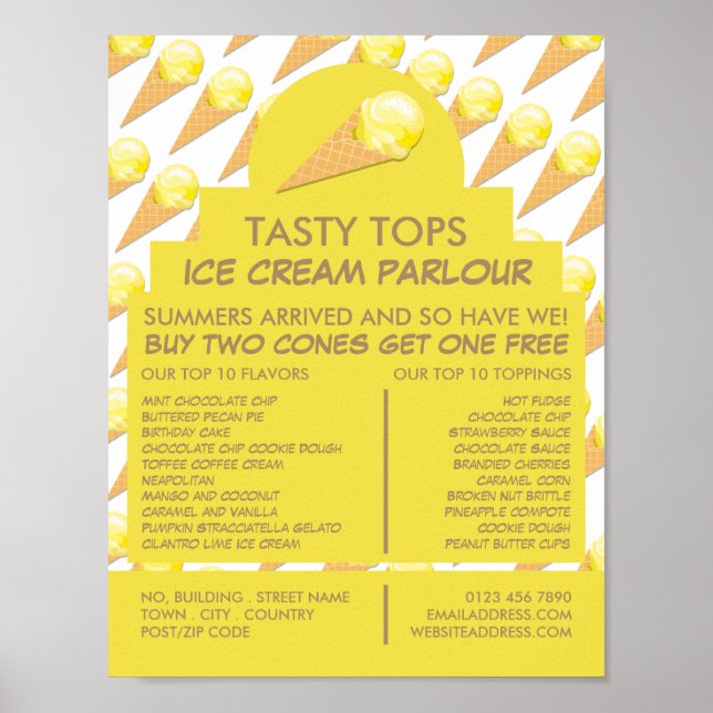 Affiche Cones de crème glacée, Parlante de crème glacée Pu (Devant)