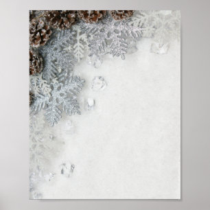 Affiche Cônes de pin, flocons de neige