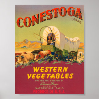 Affiche Conestoga Western Vegables Vintage Crate Étiquette