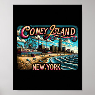 Affiche Coney Island New York Voyage Été Vacances Familial