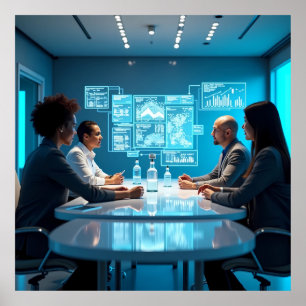 Affiche Conférence holographique futuriste AI