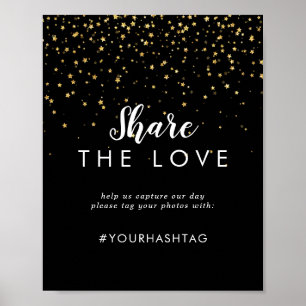 Affiche Confetti d'or Black Share the Love Sign