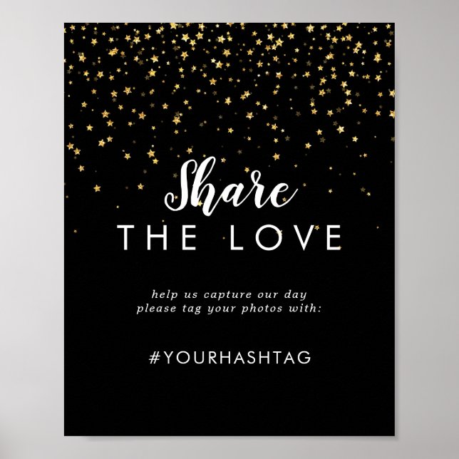 Affiche Confetti d'or | Black Share the Love Sign (Devant)