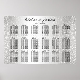 Affiche Confetti en argent et blanc - 18 places