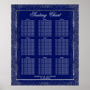 Affiche Confetti en argent et bleu foncé - 9 Sièges