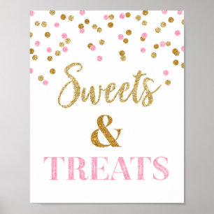 Affiche Confetti en or rose Sucres et friandises Table de