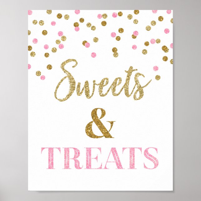 Affiche Confetti en or rose Sucres et friandises Table de  (Devant)