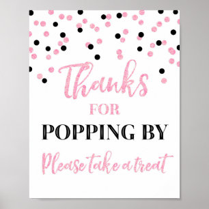 Affiche Confetti noir rose Merci Population Par Signe