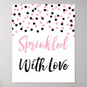 Affiche Confetti noir rose saupoudrée d'un signe d'amour