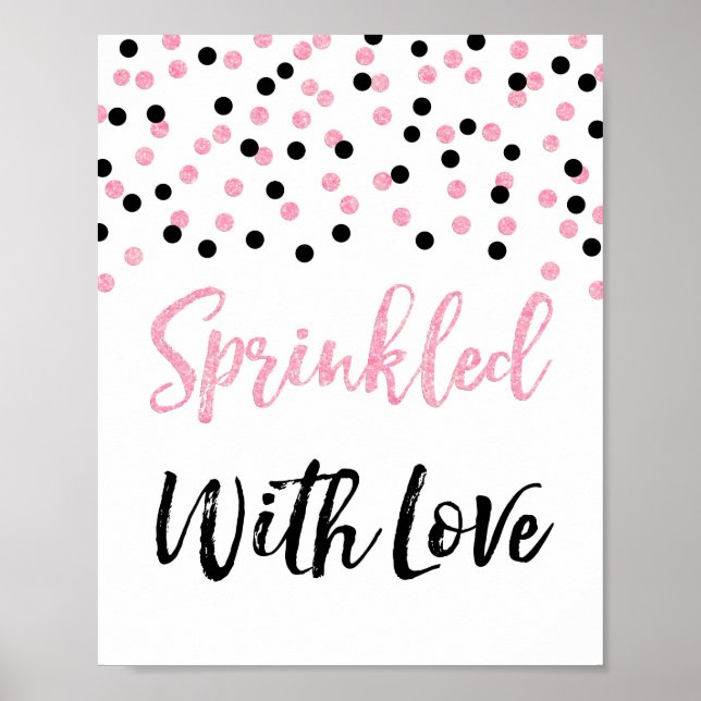 Affiche Confetti noir rose saupoudrée d'un signe d'amour (Devant)