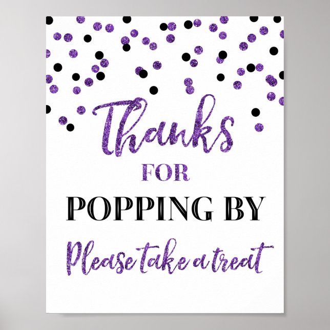 Affiche Confetti Noir Violet Merci Population Par Signe (Devant)