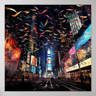Affiche Confetti tombe à la veille du Nouvel An à New York