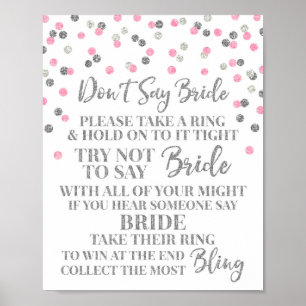 Affiche Confettis Argent Rose Panneau de Jeu Ne Dis Pas La