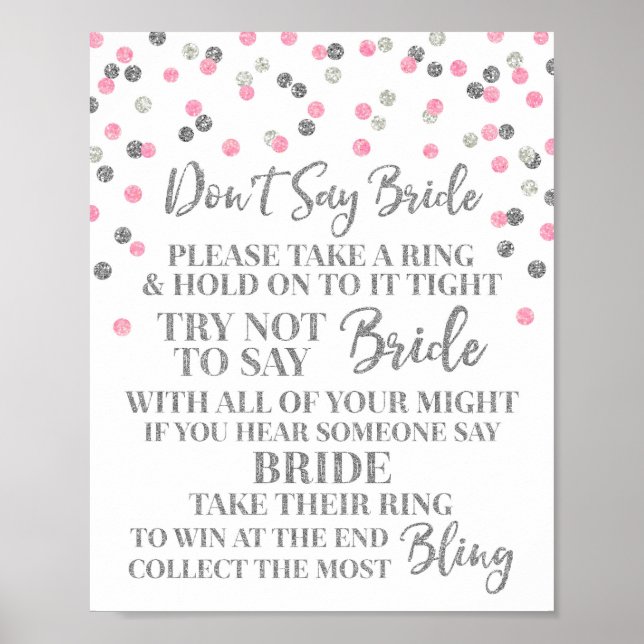 Affiche Confettis Argent Rose Panneau de Jeu Ne Dis Pas La (Devant)