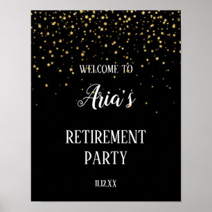 Affiche Confettis dorés sur un panneau de bienvenue de ret