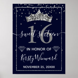 Affiche Confettis et Diadème Diamant Argent