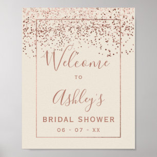 Affiche Confettis or rose gold accueil de la fête de maria