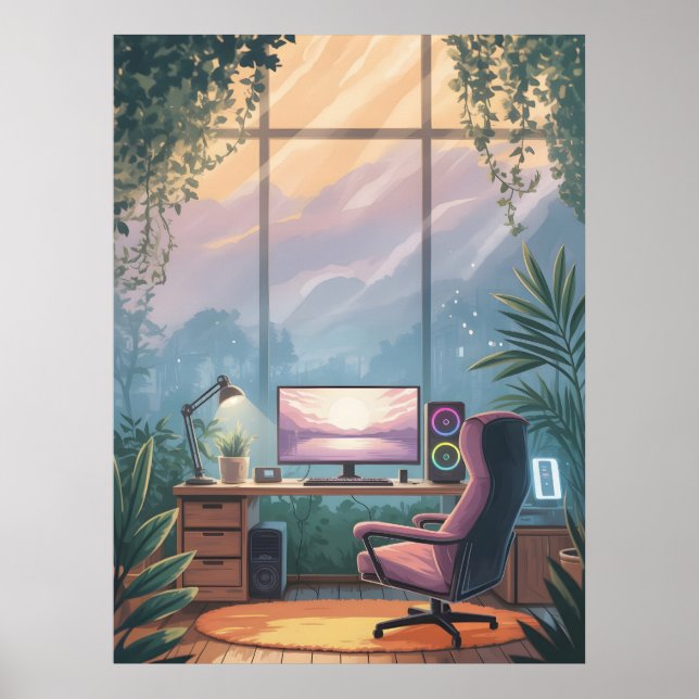 Affiche Configuration de jeu relaxante et cosy - Œuvre d'a (Devant)