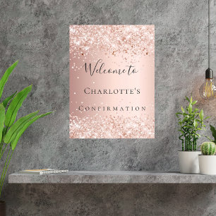 Affiche Confirmation rose goldée blush de bienvenue