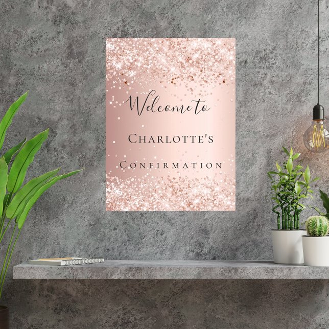 Affiche Confirmation rose goldée blush de bienvenue (Créateur téléchargé)
