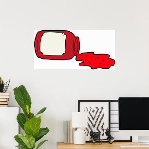 Affiche Confiture déversée Cute Jelly Rouge Jar