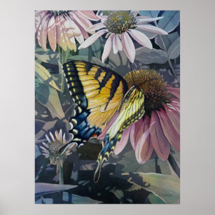 Affiche Confleur de papillon à queue jaune Art 18x24