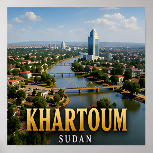 Affiche Confluence du Nil Bleu et du Nil Blanc à Khartoum