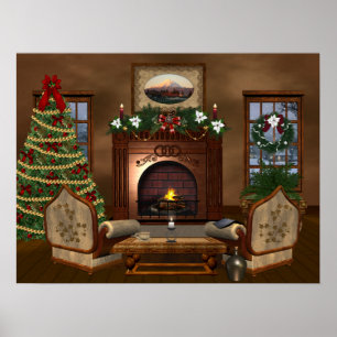 Affiche confortable de Noël de pays