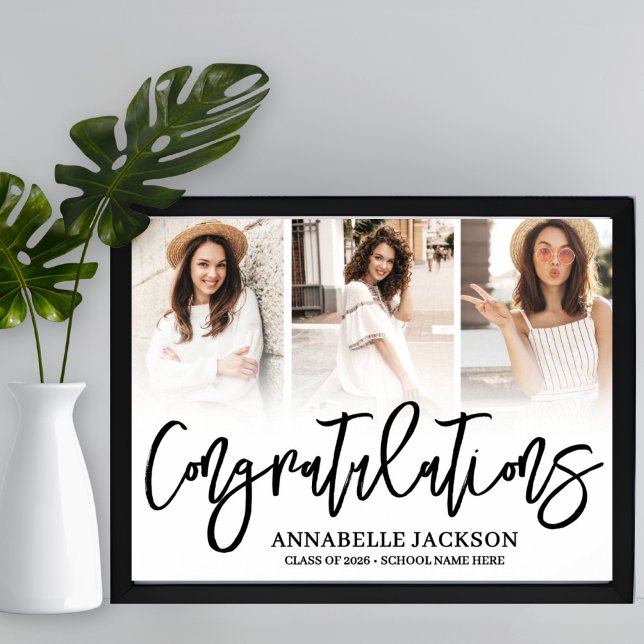 Affiche Congratulations 3 Photo Graduation (Congratulations 3 Photo Graduation Poster )