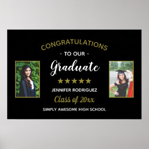 Affiche Congratulations Graduate Custom 2 Photo Graduation