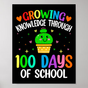 Affiche Connaissance Croissante Grâce À Cactus 100 Jours D