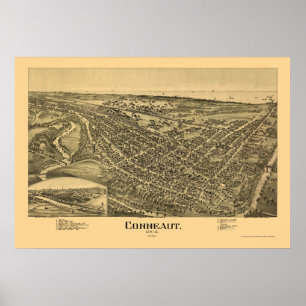 Affiche Conneaut, carte panoramique de l'OH - 1896