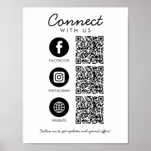 Affiche Connectez-vous aux médias sociaux américains 3 QR